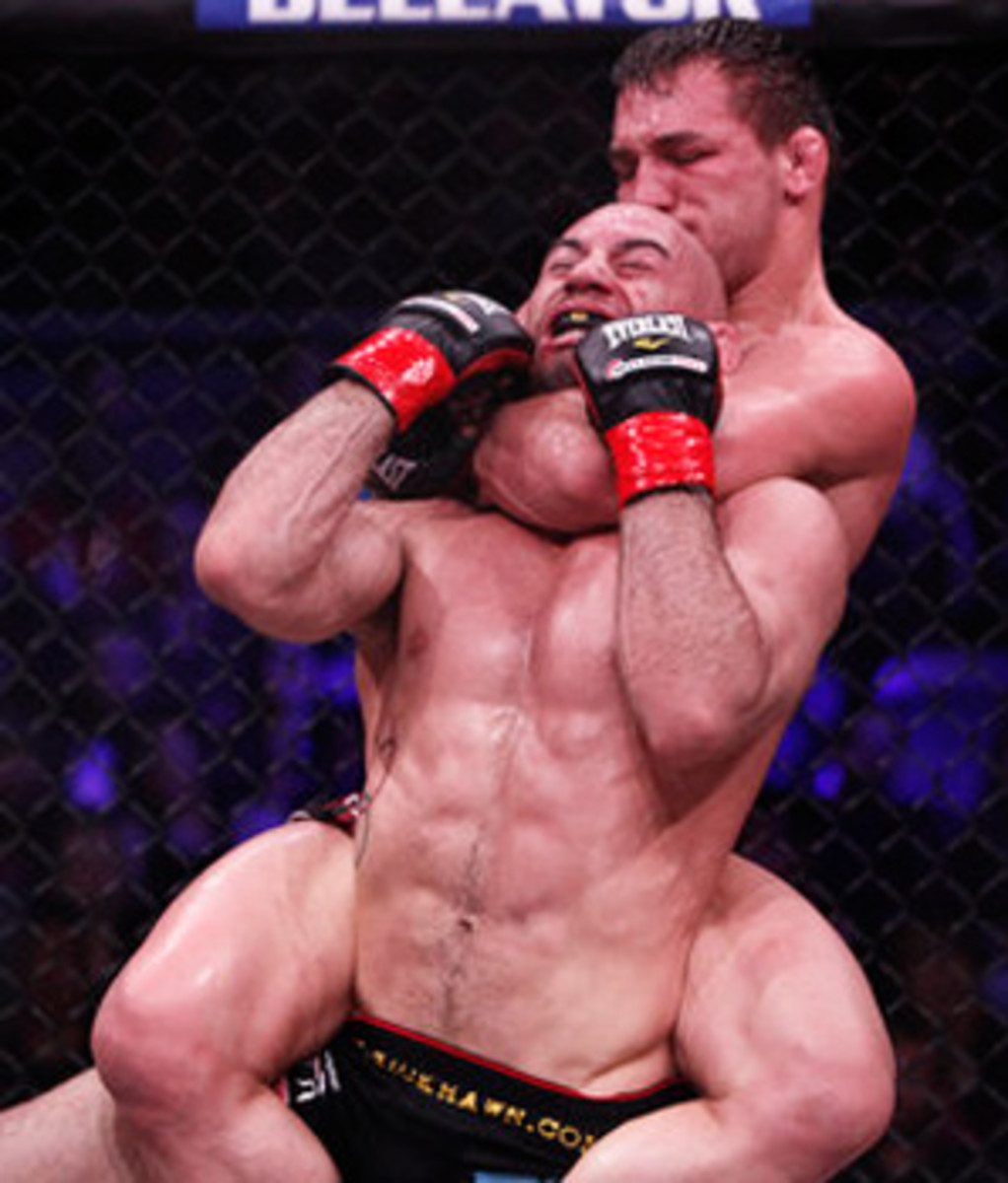 Michael Chandler wasted little time in submitting Rick Hawn (Esther Lin/MMA Fighting).