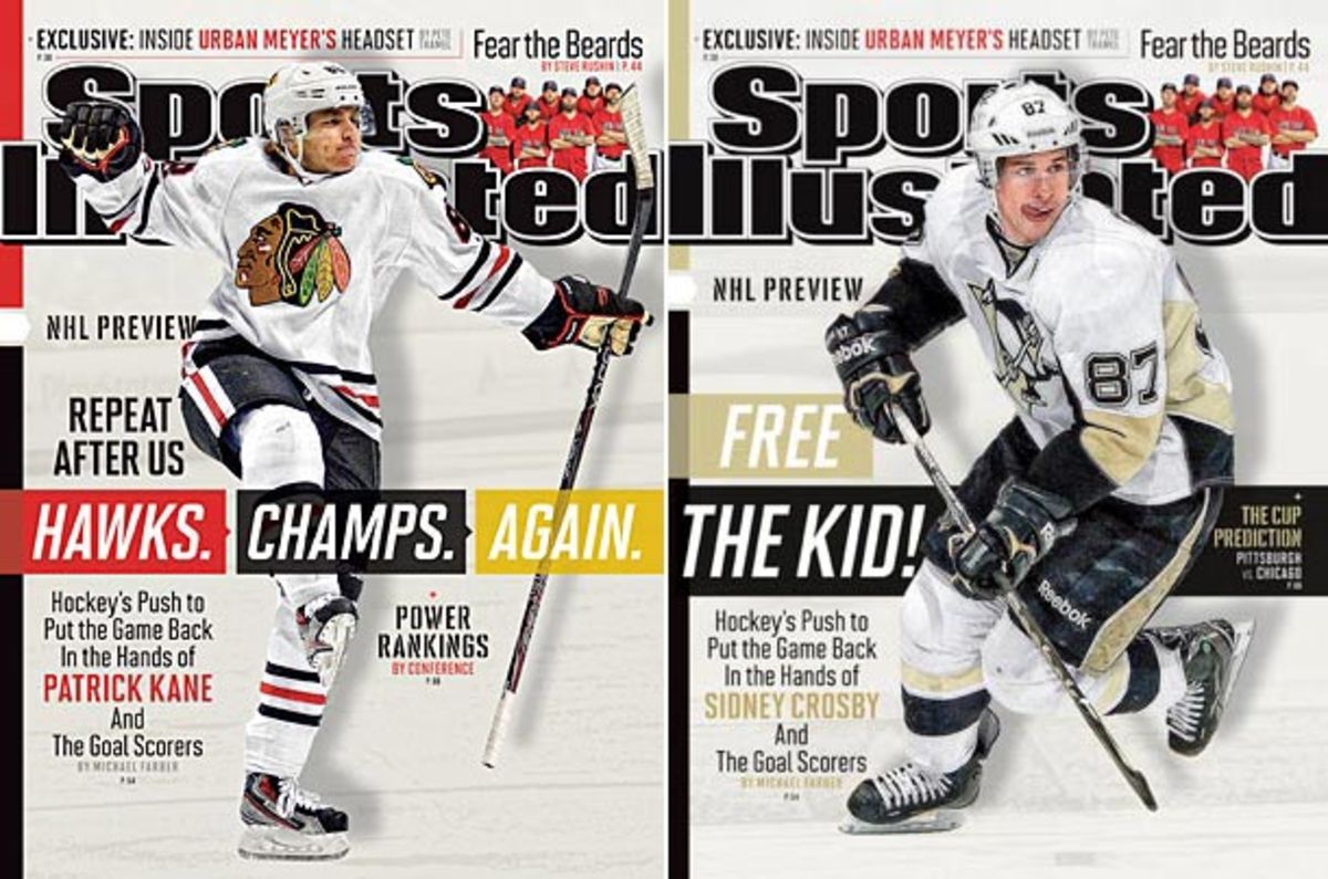 Patrick Kane and SIdney Crosby on covers of Sports Illustrated's September 30, 2013 issue.