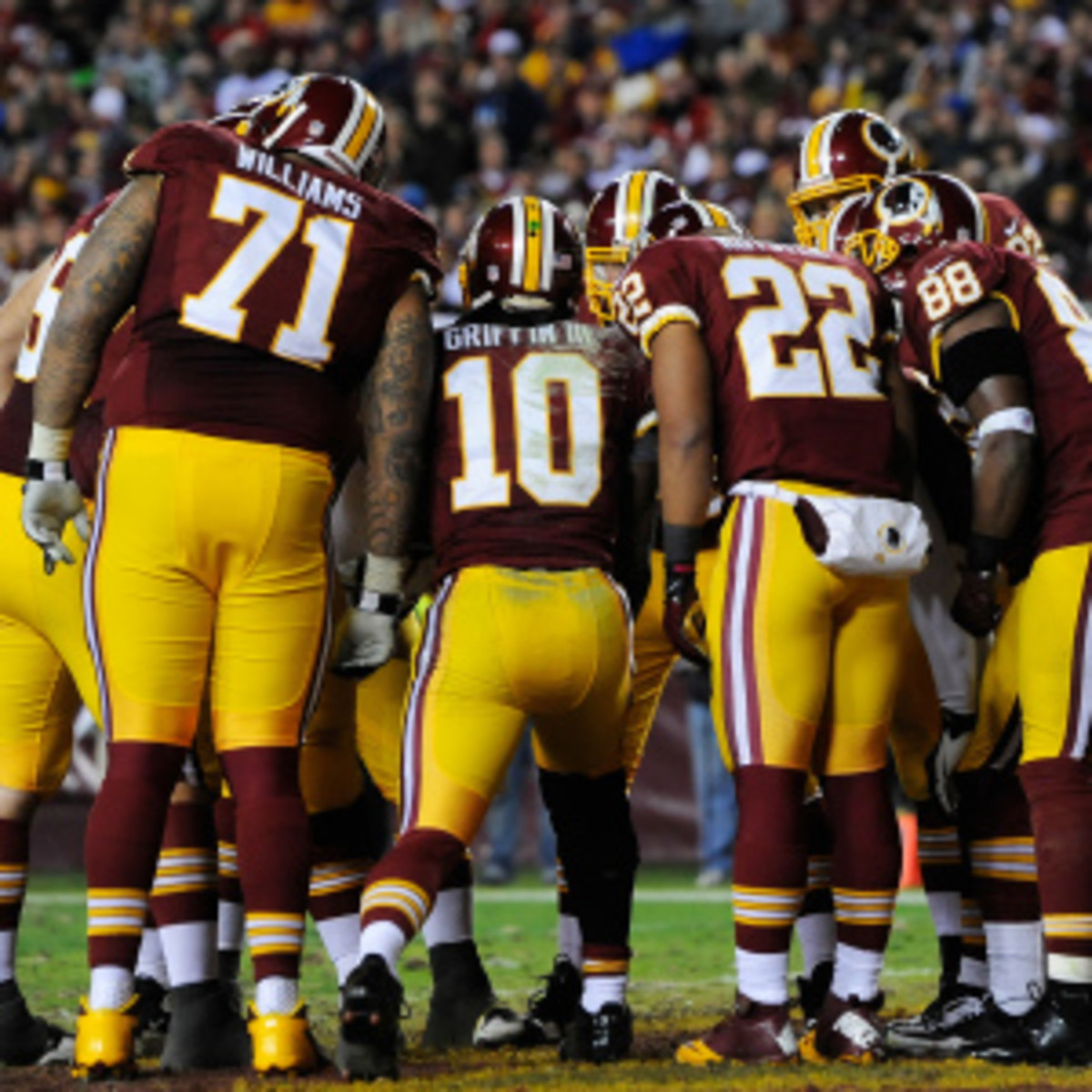 Four unidentified players from the Washington Redskins had been having conversations with a fictitious online identity. (Patrick McDermott/Getty Images)