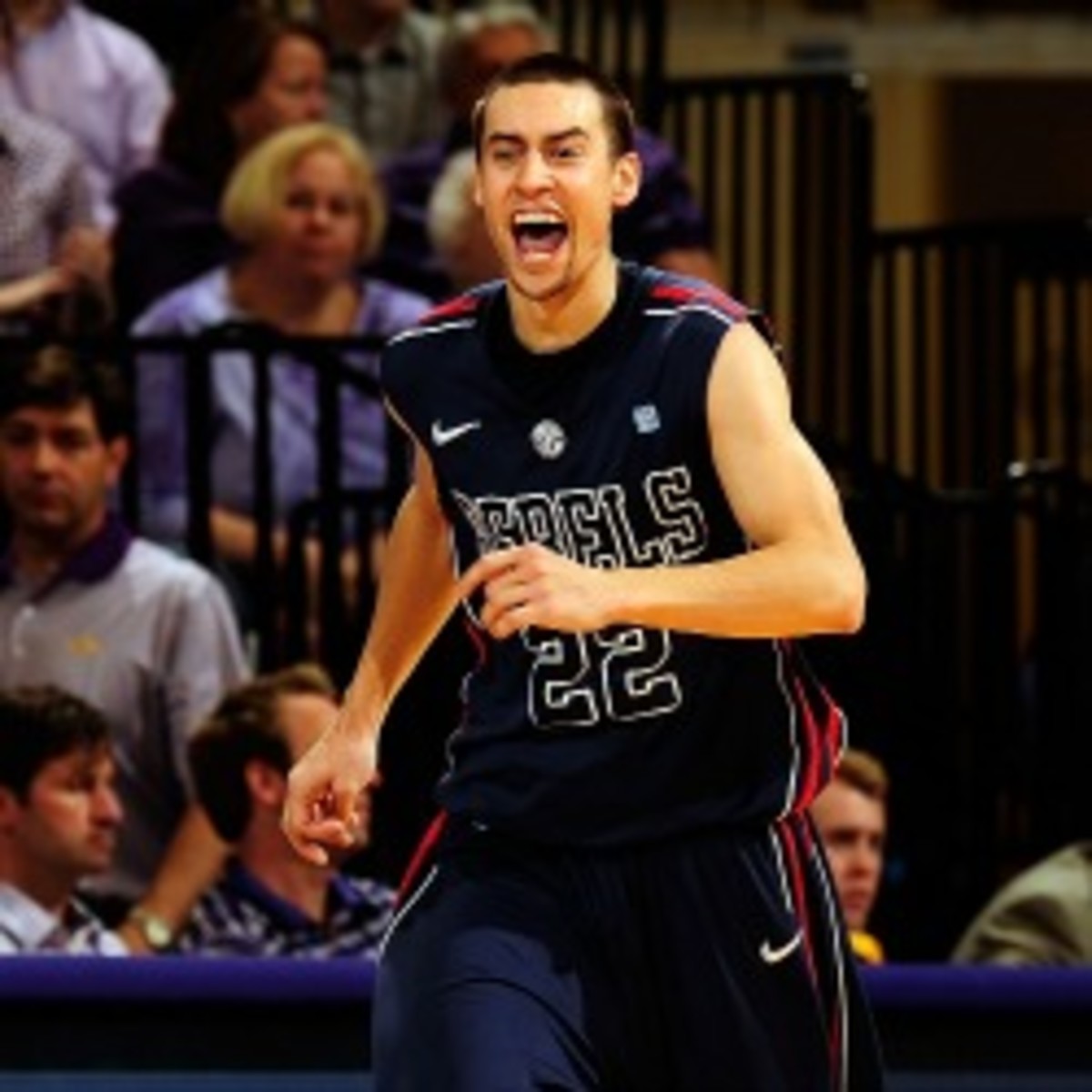 Road teams in the SEC can look forward to another year of antics from Ole Miss guard Marshall Henderson. (Stacy Revere/Getty Images)