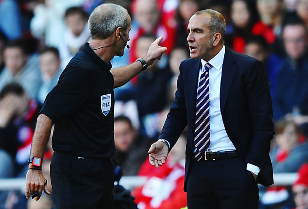 Paolo Di Canio was ejected from Sunderland's game against Arsenal for arguing with the referee.