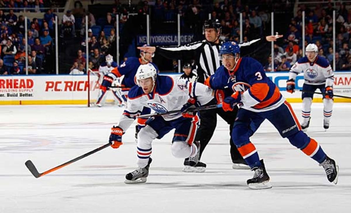 Taylor Hall of the Edmonton Oilers will be out for four weeks with a knee injury.