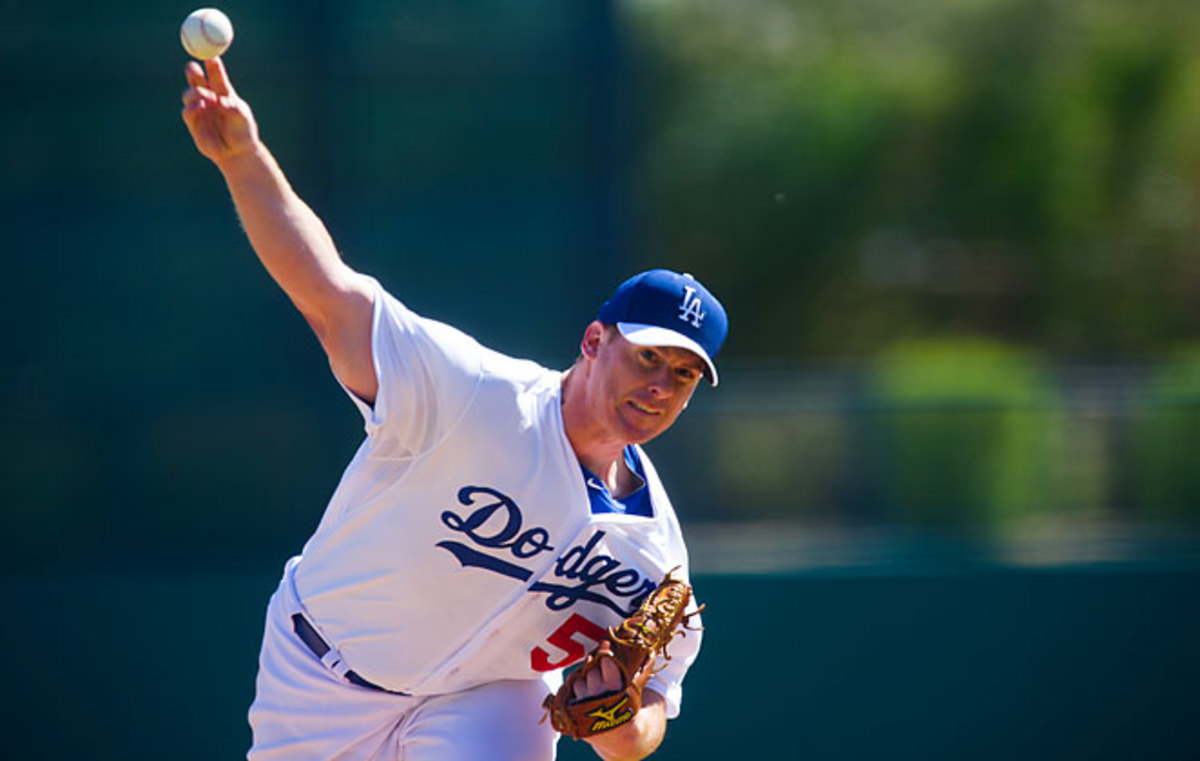 Chad BIllingsley pitches for the Dodgers in a February spring training game. 