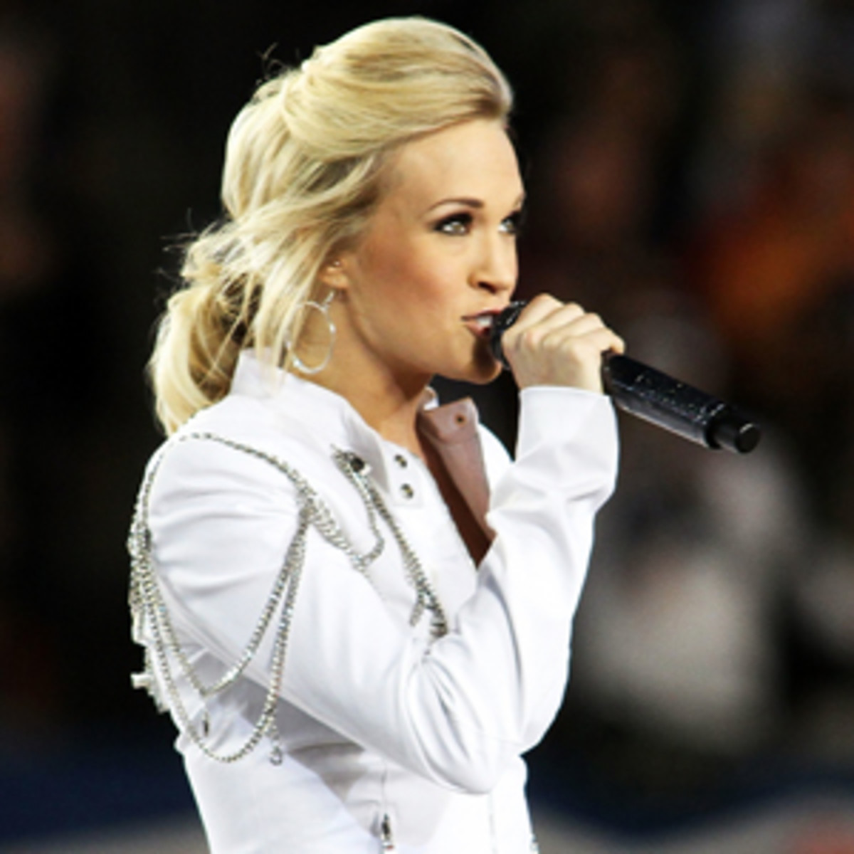 Six-time Grammy Award winner Carrie Underwood sang the National Anthem at Super Bowl XLIV. (Alexander Tamargo/Getty Images)