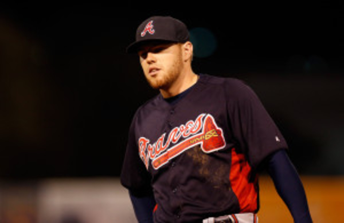 The Braves' Freddie Freeman was upset after the team placed him on the disabled list. (J. Meric/Getty Images)