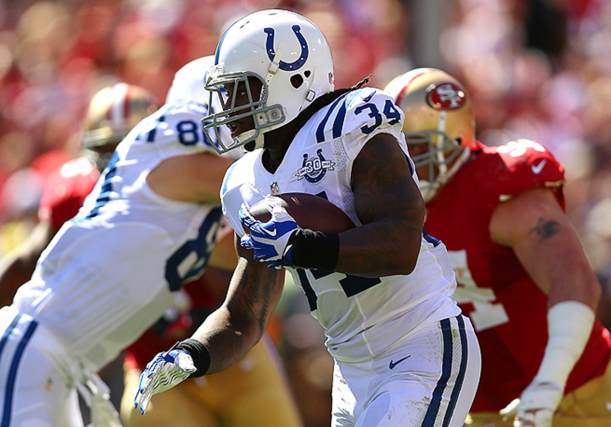 In his first game with Indianapolis, Trent Richardson rushed for 35 yards and a touchdown.