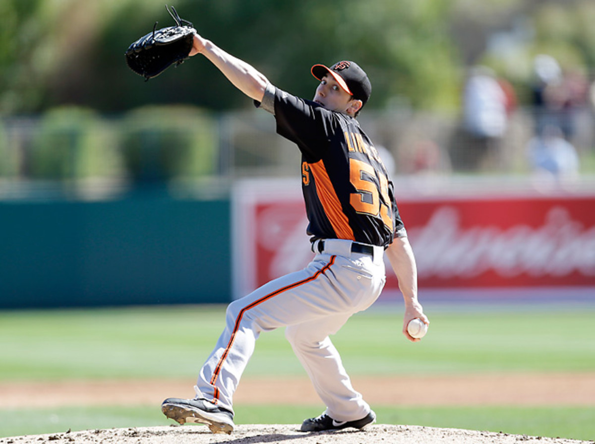 Tim Lincecum was battered for three runs and four hits in his first spring training start.