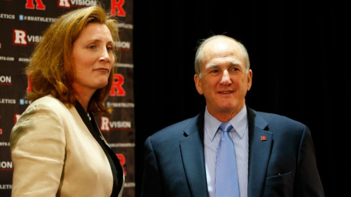 Julie Hermann and Rutgers president Robert L. Barchi have come under fire for her hiring. (Rich Schultz/Getty Images)