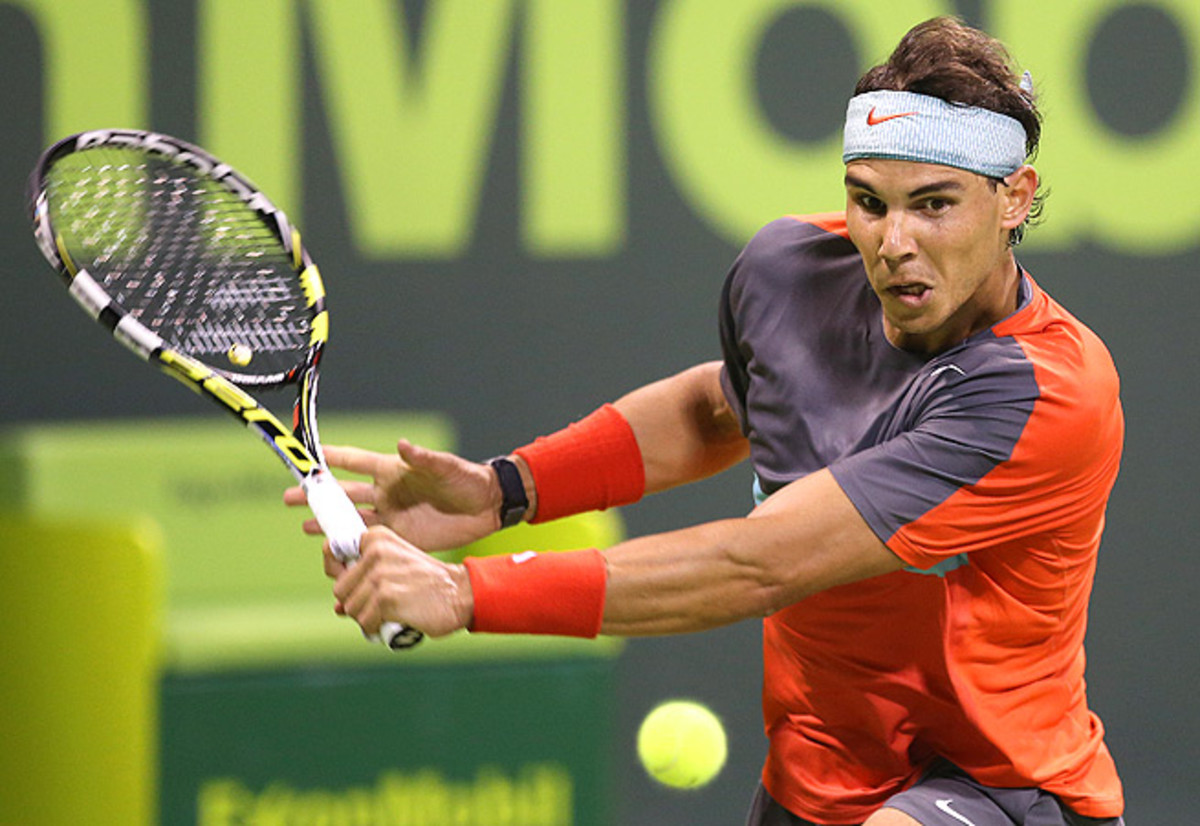 Rafael Nadal faced a test from Lukas Rosol in the second set, but he eventually prevailed 6-2, 7-6 (7).