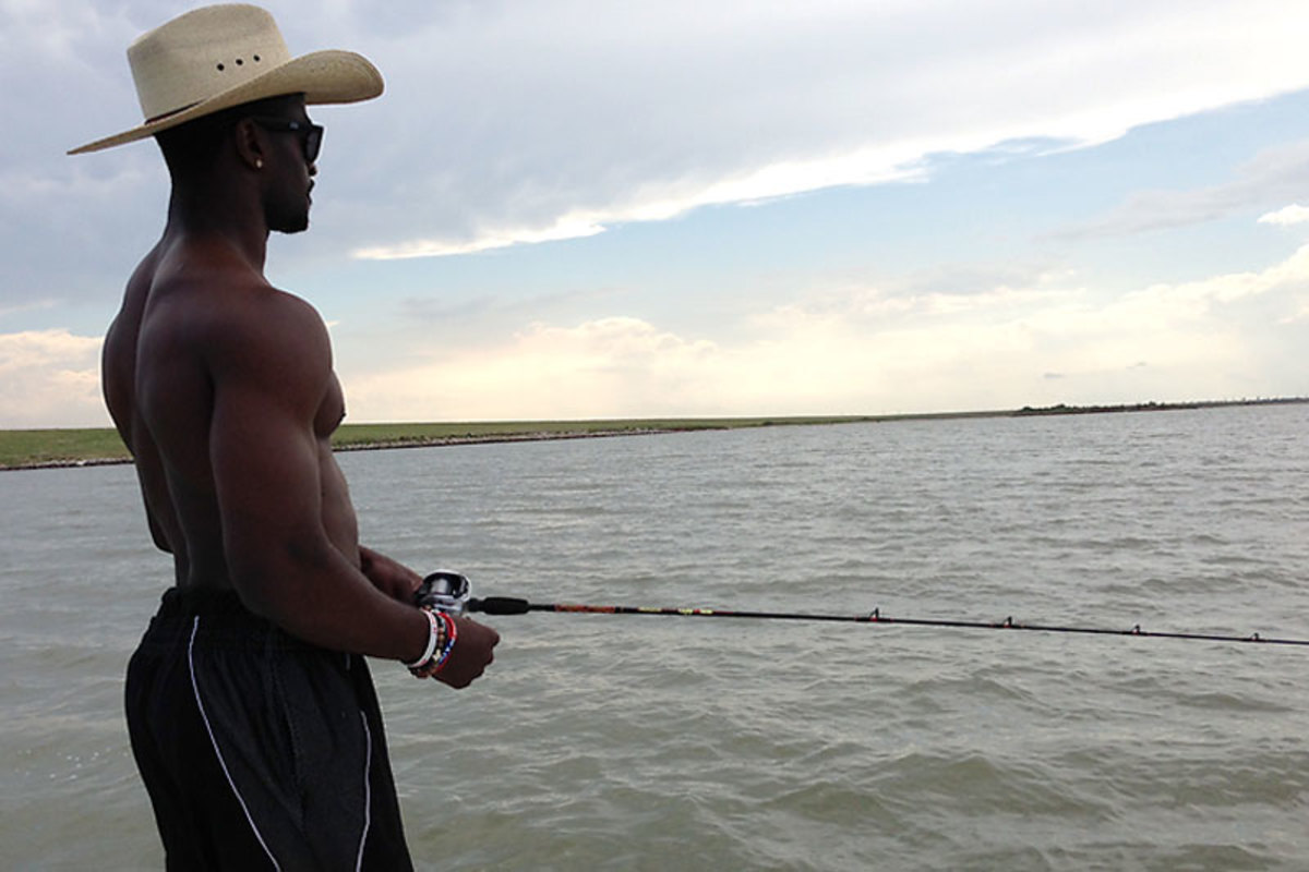 Hayden, fishing in Galveston Bay this summer, didn’t look like a guy overly worried about his past injury.  