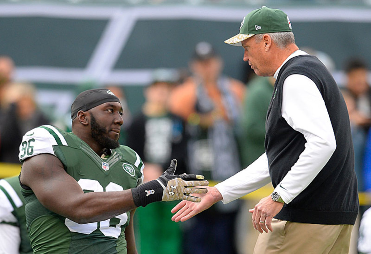 Thanks in part to the performance of Muhammad Wilkerson (left), a Defensive Player of the Year candidate, the Jets D has improved from 25th in the NFL last year to eighth this season. (Rich Kane/Icon SMI)