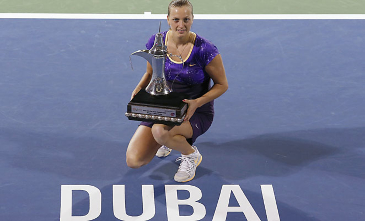 Petra Kvitova beat Agnieszka Radwanska, Caroline Wozniacki and Sara Errani in Dubai. 