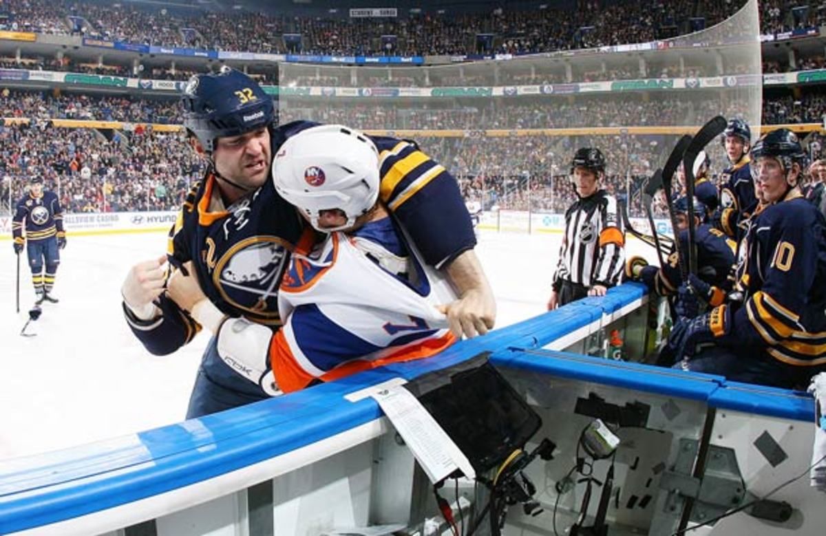 John Scott of the Buffalo Sabres is facing NHL suspension.