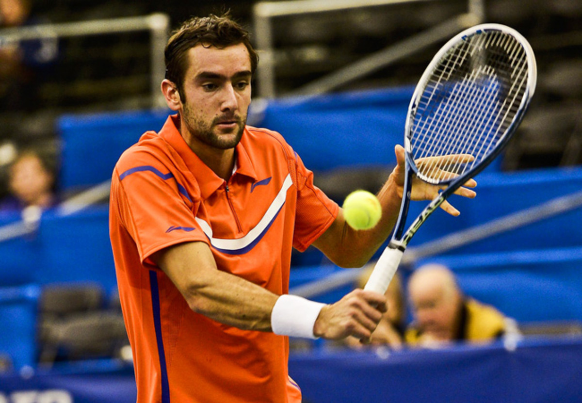 Top-seeded Marin Cilic advanced to the quarterfinals at the U.S. Indoor Championships.