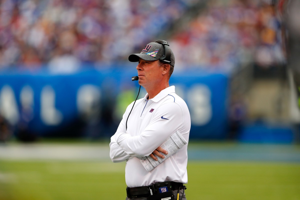 Oct 6, 2019; East Rutherford, NJ, USA; New York Giants head coach Pat Shurmur during the first half against the Minnesota Vikings at MetLife Stadium.