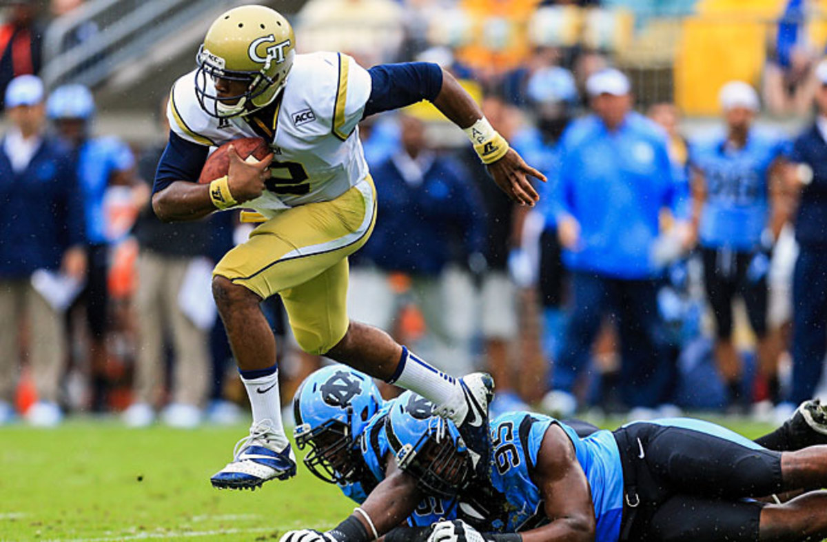 Georgia Tech quarterback Vad Lee was one of several players who wore 'APU' wristbands this weekend.