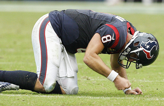 Matt Schaub is just the fourth QB in the last 20 years to throw a pick-six in three straight games.