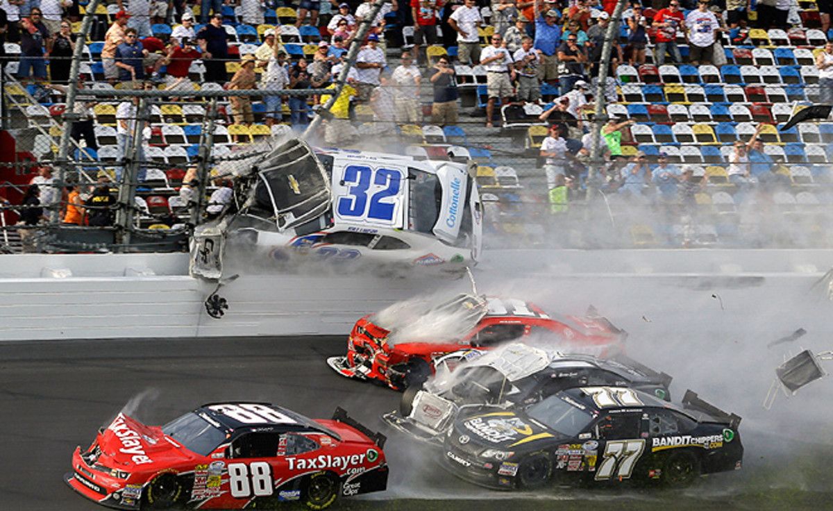 Several fans were front seat witnesses to Kyle Larson's wreck in the Nationwide race at Daytona.