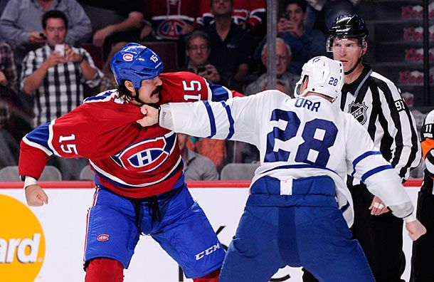 George Parros and Colton Orr fight