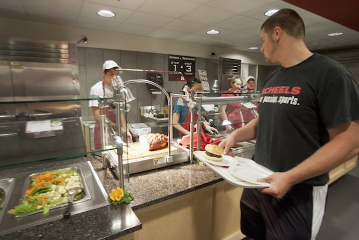 This Nebraska training table facility does not, as far as we know, feature a butter sculpture of Bo Pelini, but you get the idea. (AP)