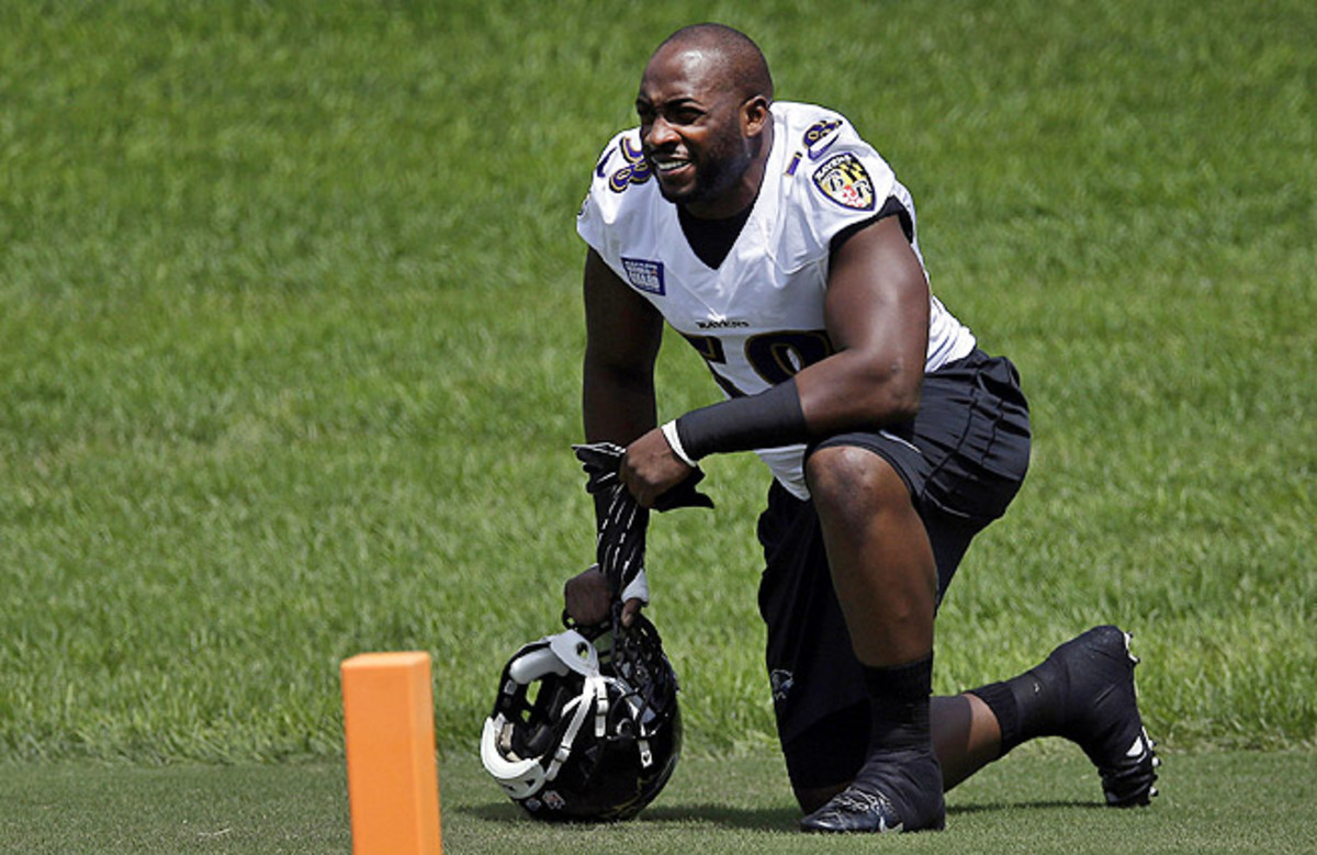 Elvis Dumervil (top) gives the Ravens a lethal complement to Terrell Suggs on the edge.