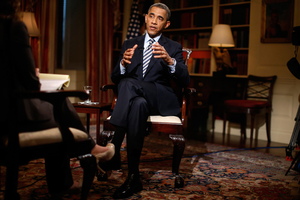 President Barack Obama during his Friday interview with the Associated Press. (Charles Dharapak/AP)