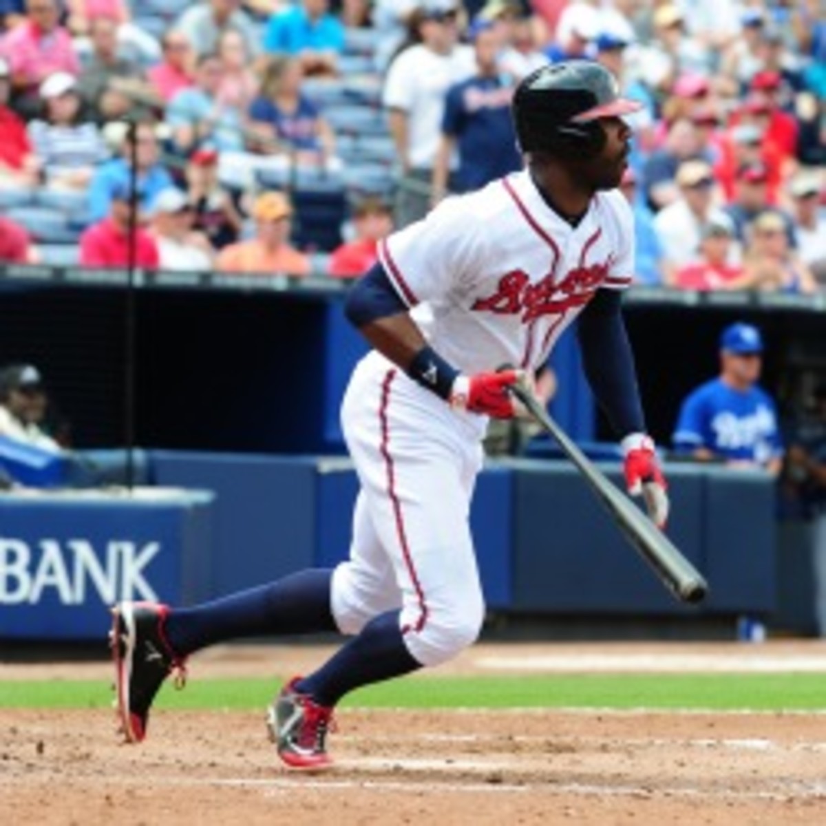 Braves outfielder Jason Heyward says he hopes to return at the end of May. (Scott Cunningham/Getty Images)