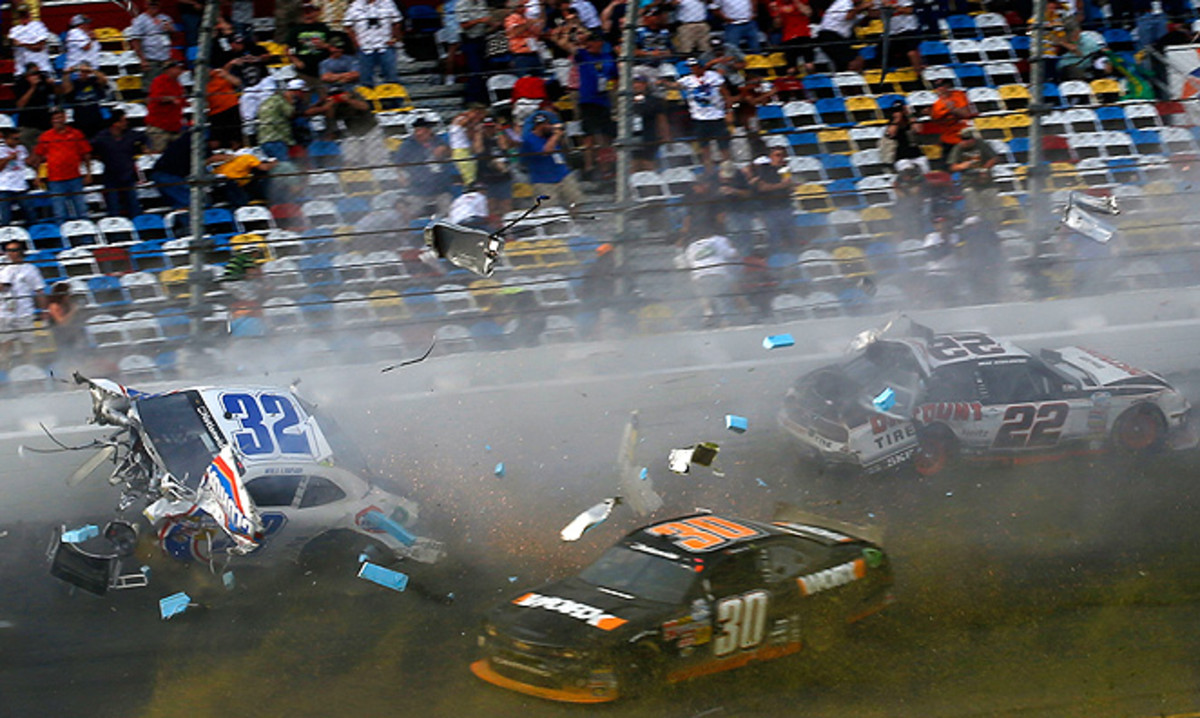 ESPN claims to have only showed one replay of the Nationwide wreck in order to respect the fans injured in the stands.