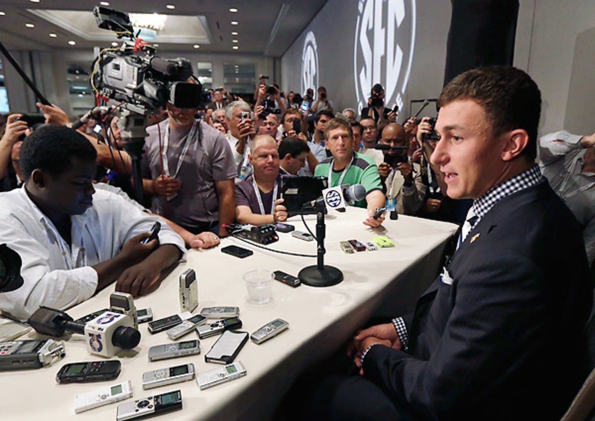 Don't expect to hear Johnny Manziel's thoughts on Alabama this week.