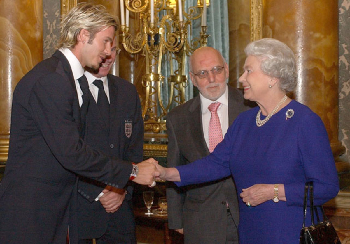 David Beckham, Sven Goran Eriksson, Geoffrey Thompson and Queen Elizabeth II