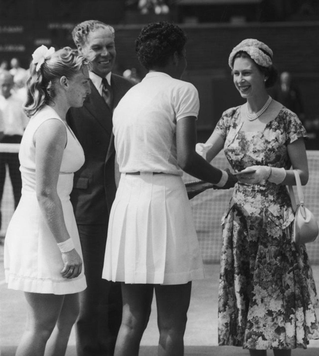 Queen Elizabeth II, Althea Gibson and Darlene Hard