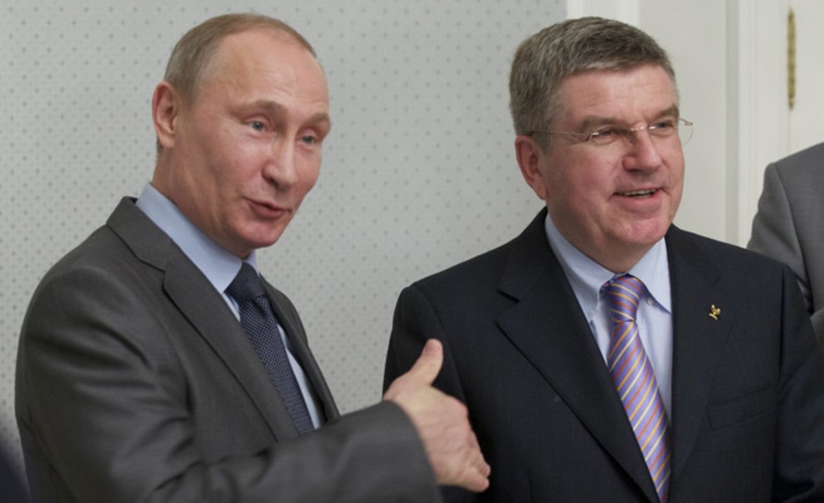 Russian President Vladamir Putin (left) met with new IOC President Thomas Bach during his first trip to Sochi.