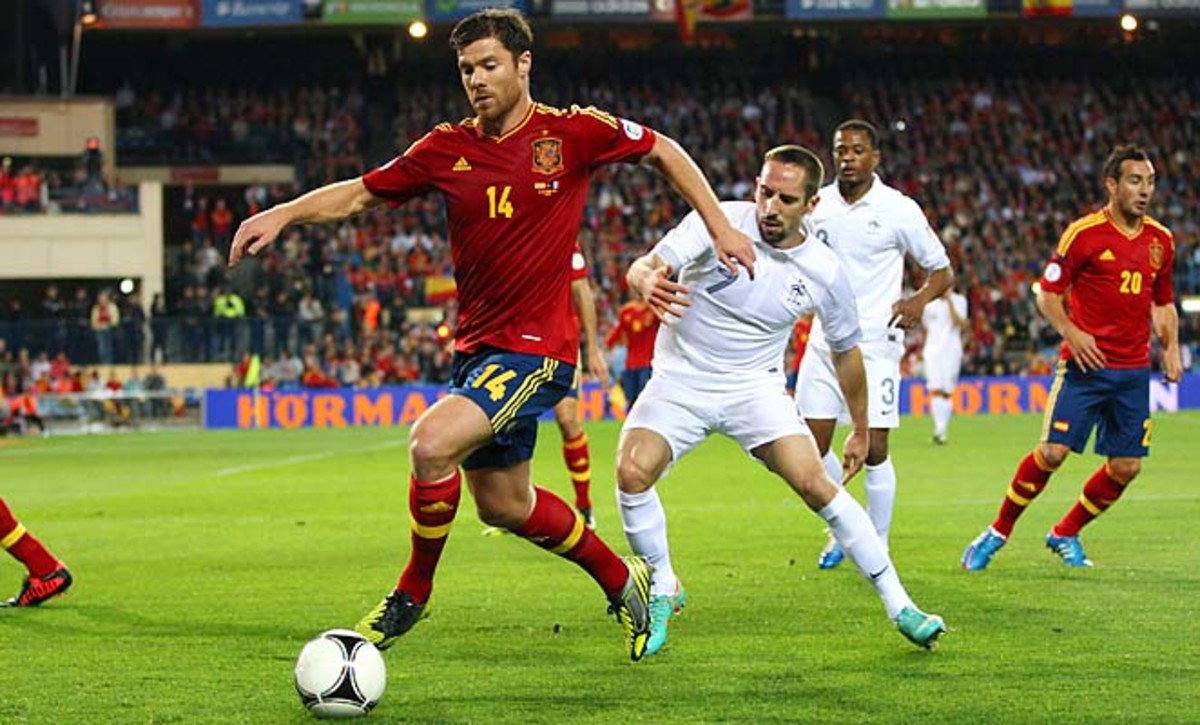 Xabi Alonso and Spain would have go to a playoff if they finish second in the group.