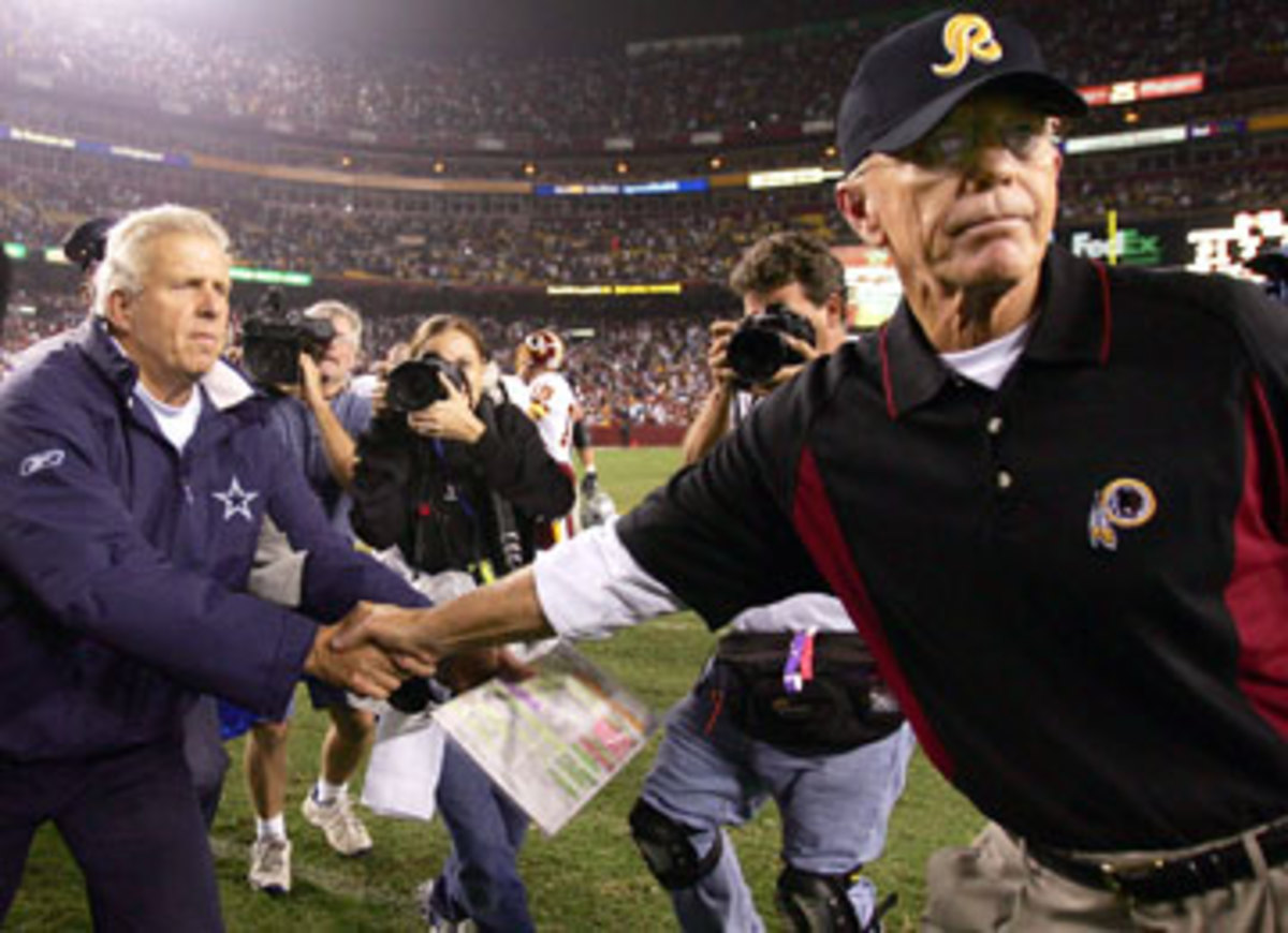 Despite their frosty relationship, Parcells and Gibbs still had deep professional respect for one another.  (Doug Pensinger/Getty Images)