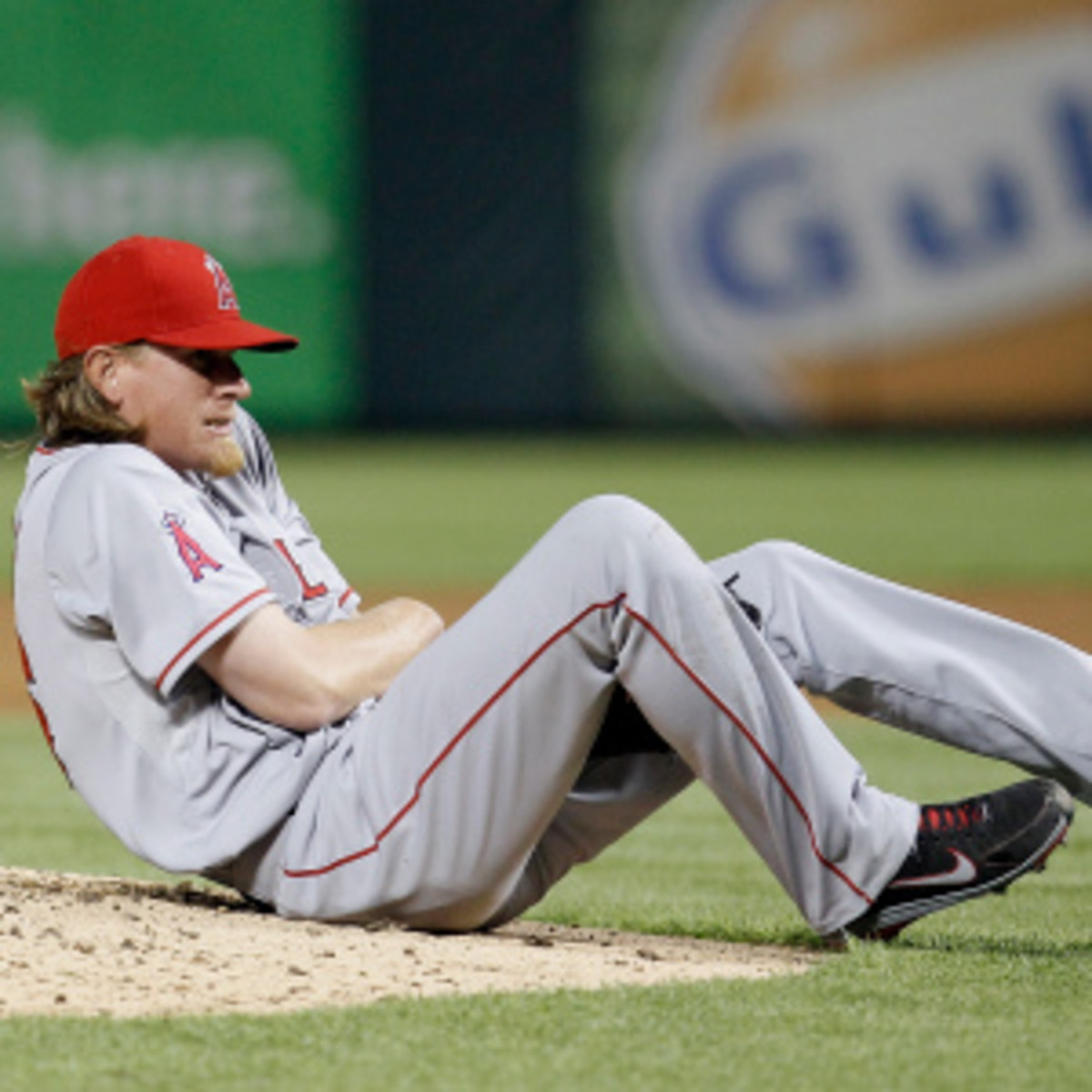 Jered Weaver is out 4-6 weeks with a broken non-pitching elbow. (Brandon Wade/Getty Images)