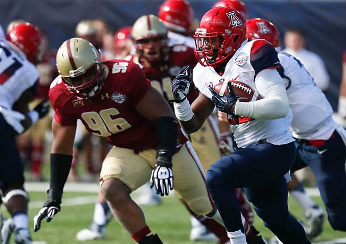 Arizona running back Ka'Deem Carey rushed for 169 yards and two TDs in a win over Boston College. (AP Photo/Rogelio V. Solis)
