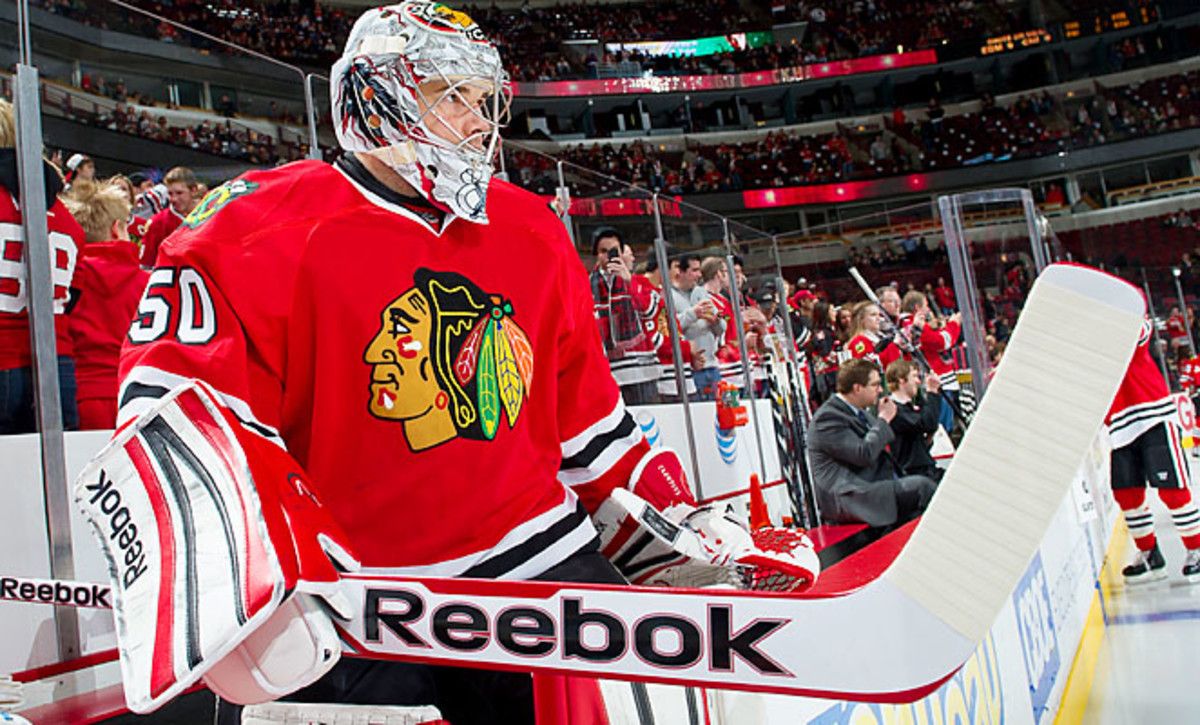 Corey Crawford and the Blackhawks have yet to lose in regulation this season.