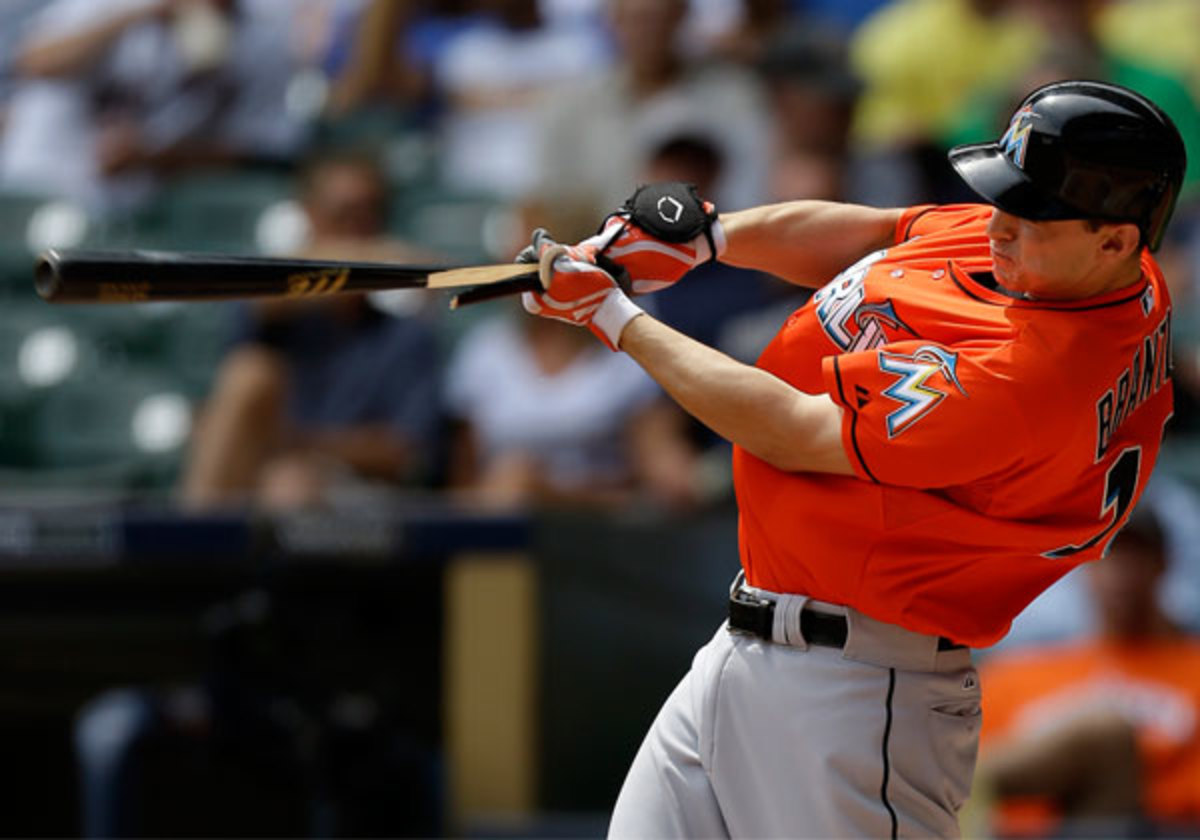 Rob Brantley's broken bat on a flyout Sunday is about as exciting as the Marlins lineup has been in a week. (Mike McGinnis/Getty Images)