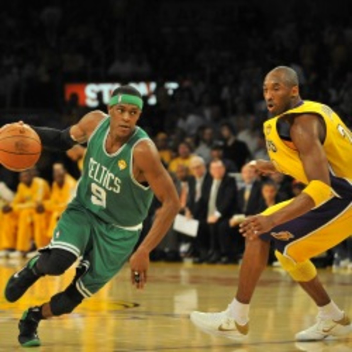 Celtics point guard Rajon Rondo underwent surgery on Tuesday to repair a torn ACL and is expected to miss at least six months of action. (Brian Babineau/Getty Images)