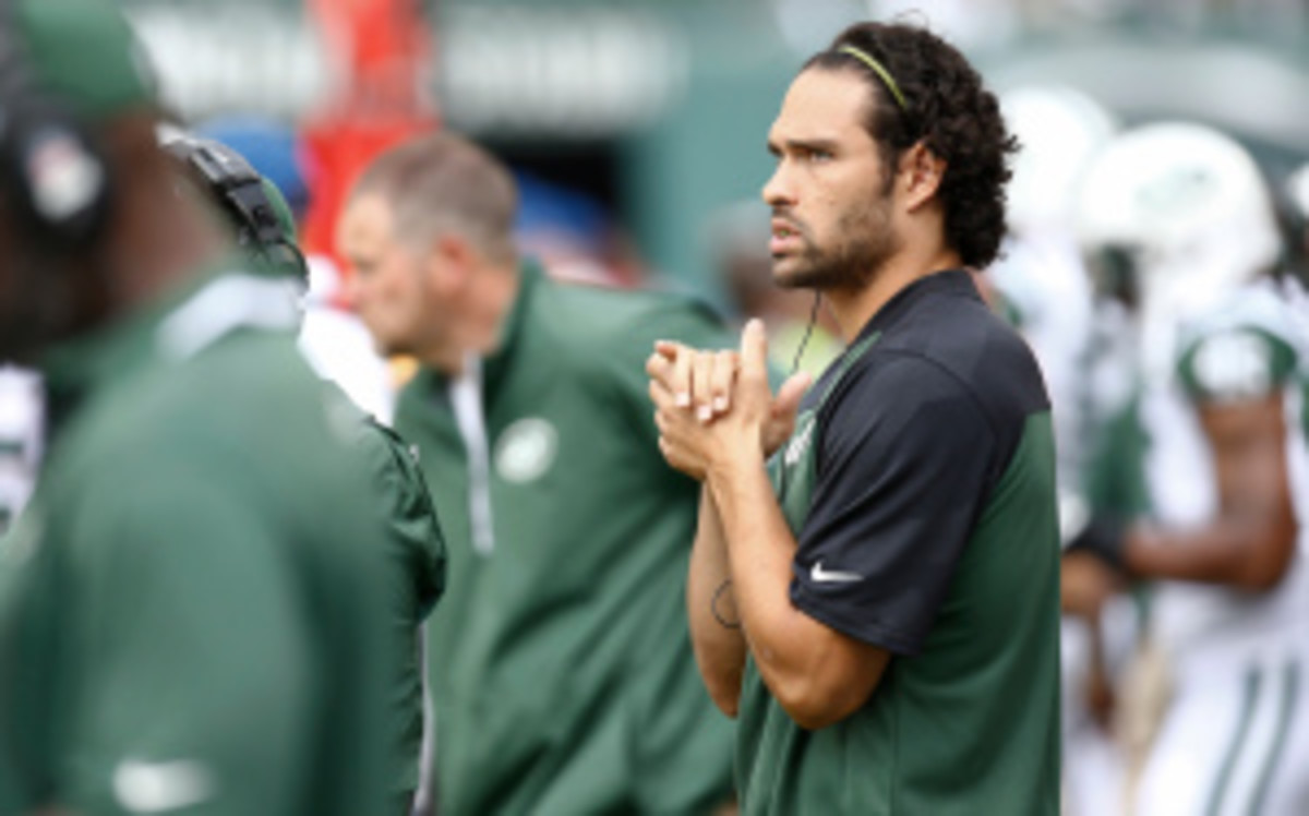 Mark Sanchez will likely miss the season after a second opinion Wednesday confirmed the labral tear in his right shoulder. (Jeff Zelevansky/Getty Images)