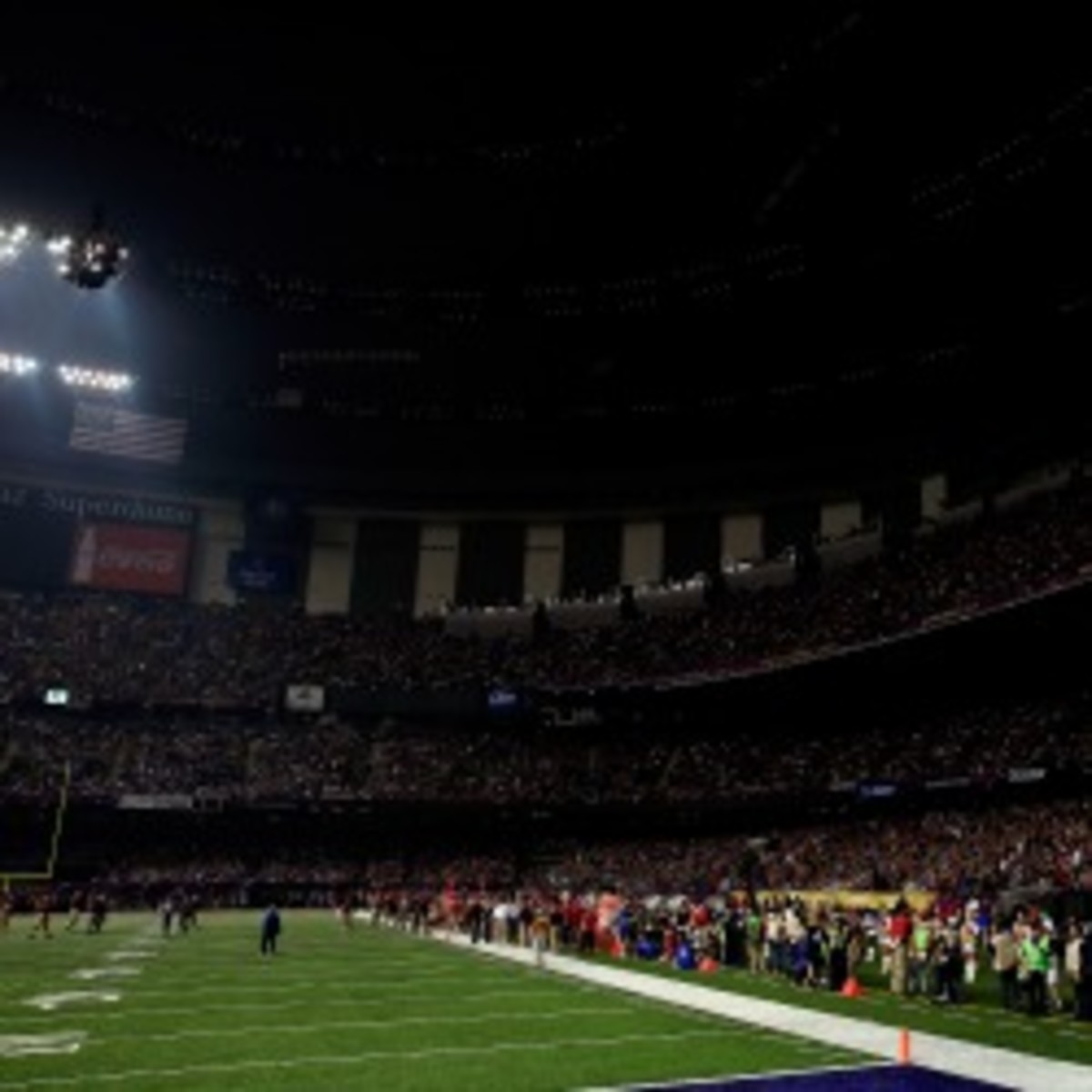 A blackout at Mercedes-Benz Superdome during  Super Bowl XLVII caused a 34-minute delay. (Jamie Squire/Getty Images)