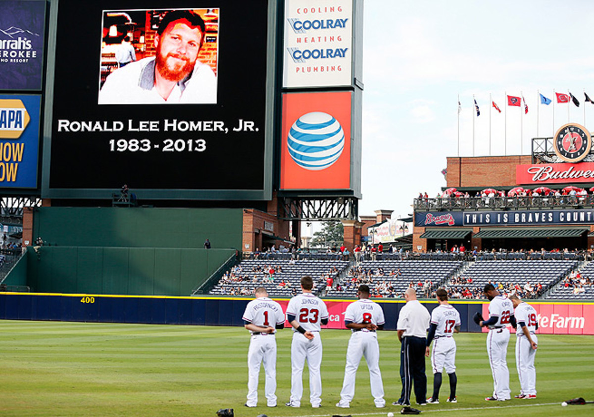 The Braves honored Ronald Lee Homer, Jr. before a game against the Phillies in August.