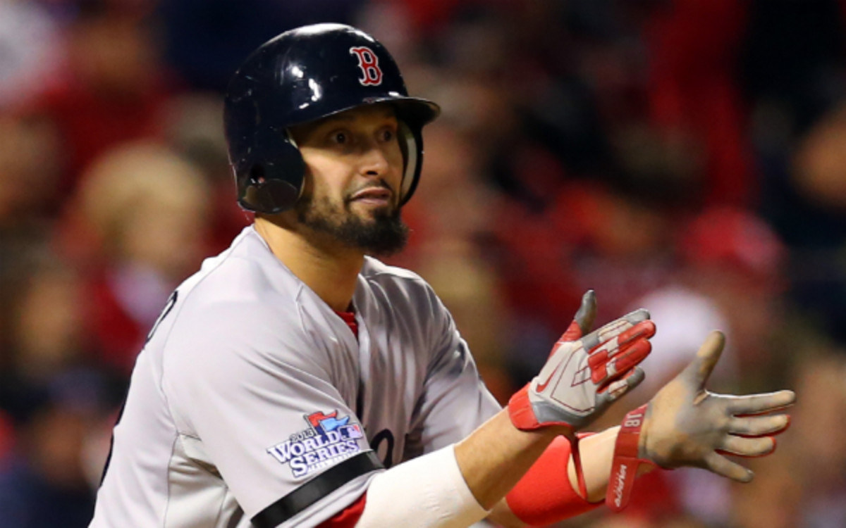 Shane Victorino was scratched from the Red Sox's Game 4 lineup. (Ronald Martinez/Getty Images)
