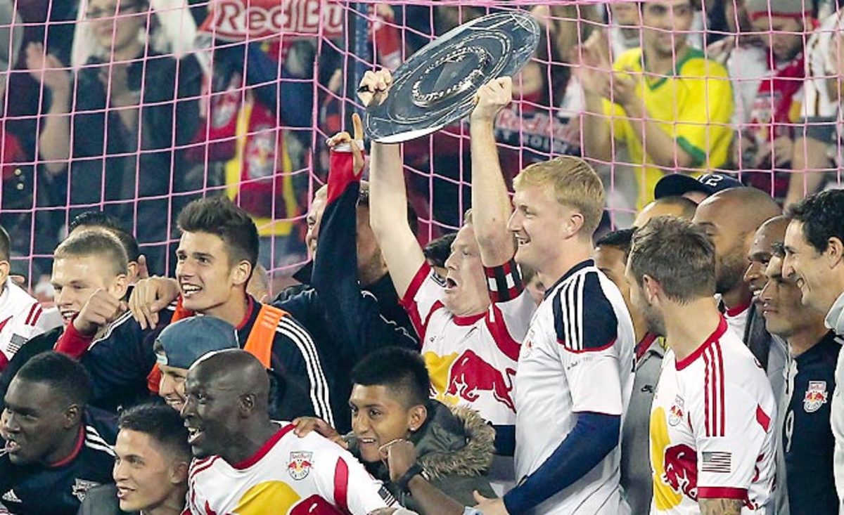 The Red Bulls claimed their first major trophy by clinching the Supporters' Shield on Sunday.
