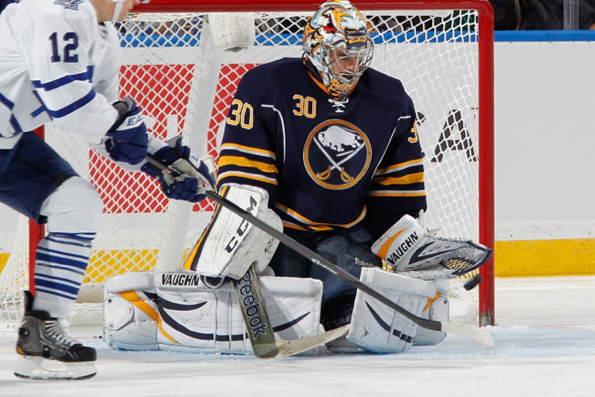Could new President of Hockey Operations Pat LaFontaine deal goalie Ryan Miller despite not having a GM in place? (Bill Wippert/NHLI via Getty Images)