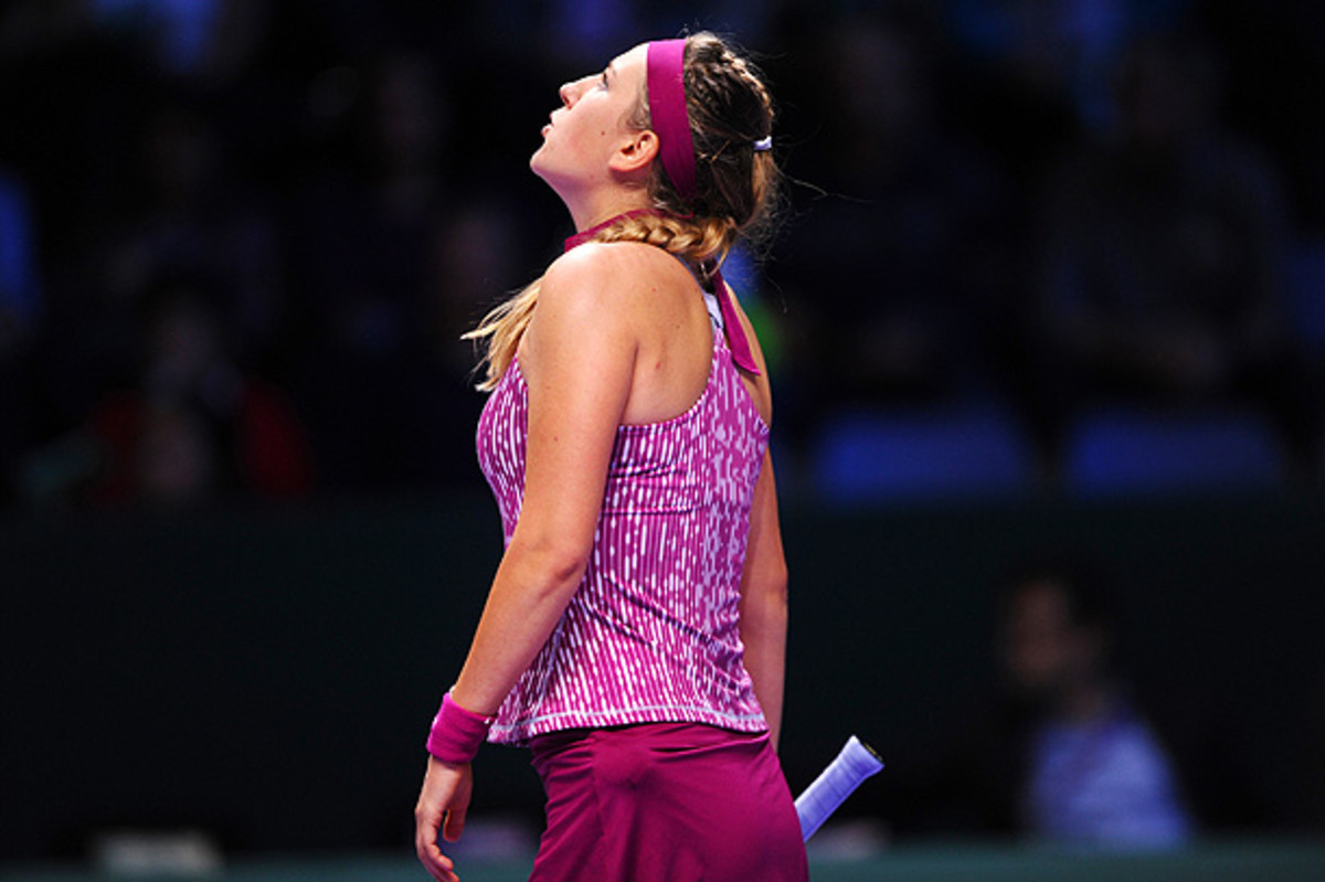 Victoria Azarenka struggled with a back injury through the duration of her match against Li Na. (BULENT KILIC/AFP/Getty Images)