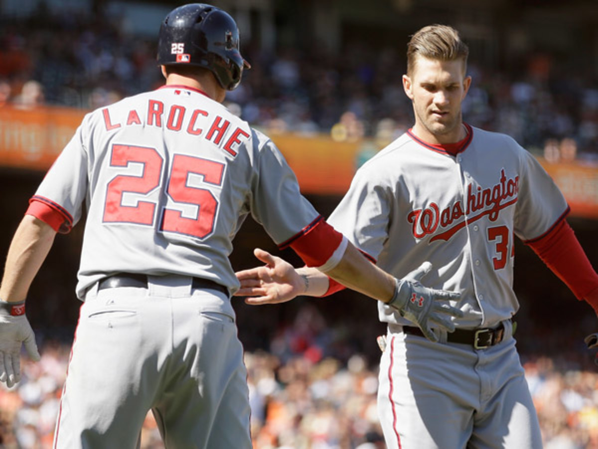 Bryce Harper hit a home run and scored the go-ahead run in Washington's win over the Giants. (Ezra Shaw/Getty Images)