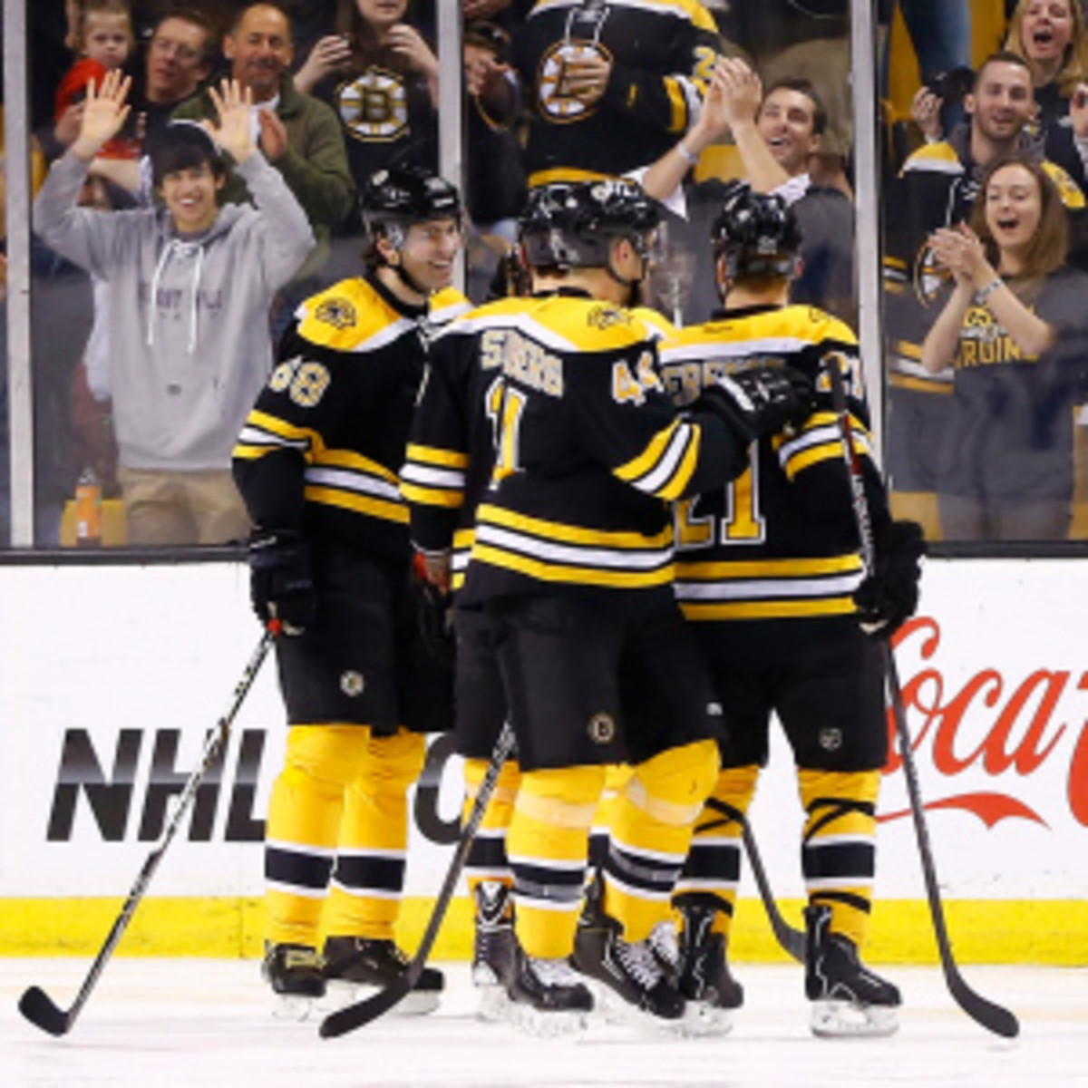 The Bruins play in Boston on Wednesday night for the first time since the marathon bombings. (Jared Wickersham/Getty Images)