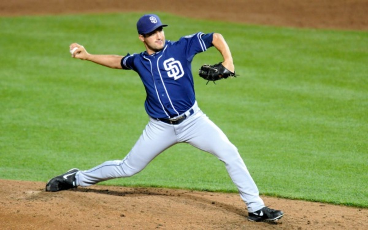 Padres closer Huston Street is on the 15-day disabled list with a strained left calf. (Mitchell Layton/Getty Images)