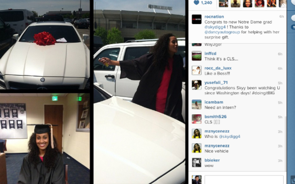 Skylar Diggins got a new Mercedes as a graduation present from Jay-Z's sports agency. (Instagram/@rocnation)